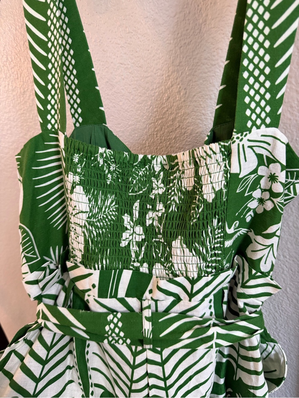 FARM Rio Green & White Tropical-Print Button-Front Jumpsuit - Picture 4 of 6